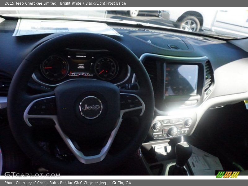Bright White / Black/Light Frost Beige 2015 Jeep Cherokee Limited