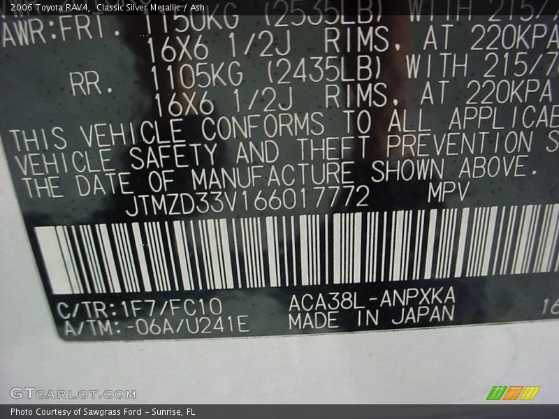 Classic Silver Metallic / Ash 2006 Toyota RAV4