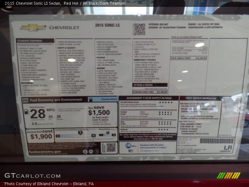 Red Hot / Jet Black/Dark Titanium 2015 Chevrolet Sonic LS Sedan
