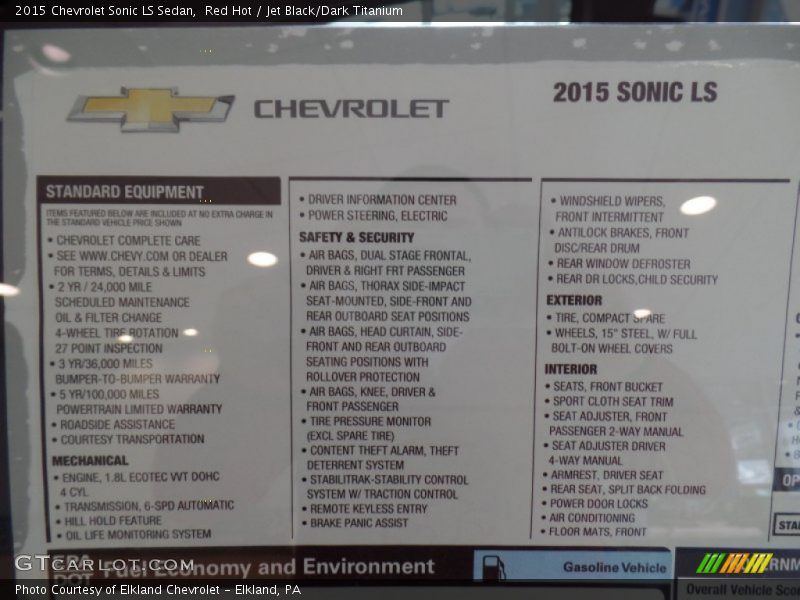 Red Hot / Jet Black/Dark Titanium 2015 Chevrolet Sonic LS Sedan