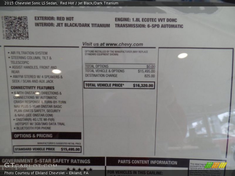 Red Hot / Jet Black/Dark Titanium 2015 Chevrolet Sonic LS Sedan