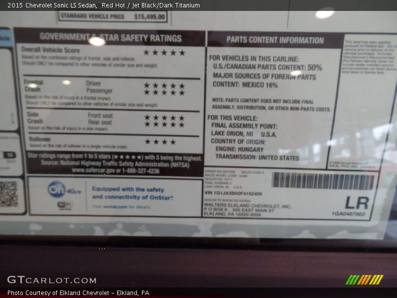 Red Hot / Jet Black/Dark Titanium 2015 Chevrolet Sonic LS Sedan