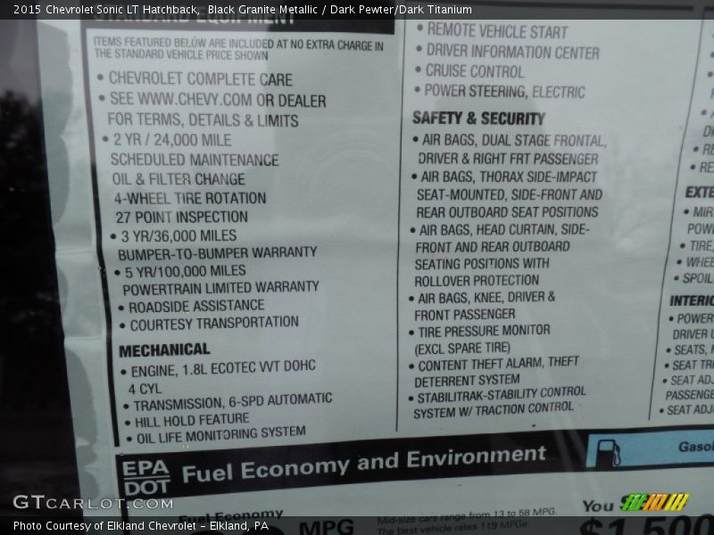 Black Granite Metallic / Dark Pewter/Dark Titanium 2015 Chevrolet Sonic LT Hatchback