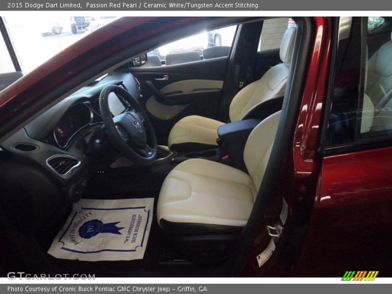 Passion Red Pearl / Ceramic White/Tungsten Accent Stitching 2015 Dodge Dart Limited