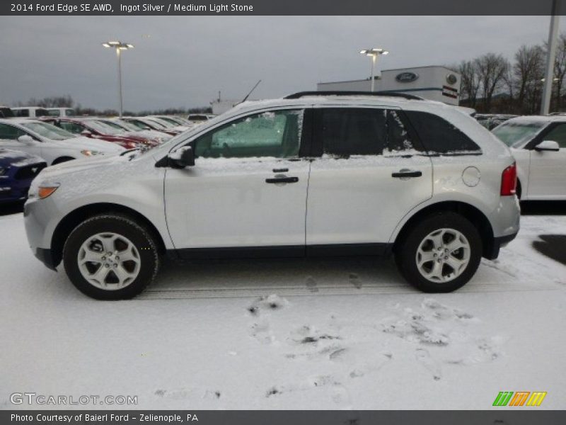 Ingot Silver / Medium Light Stone 2014 Ford Edge SE AWD