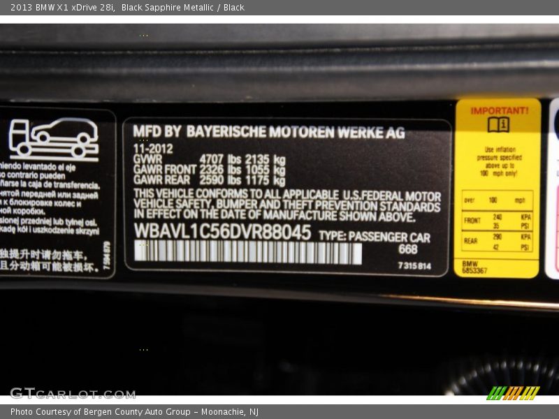 Black Sapphire Metallic / Black 2013 BMW X1 xDrive 28i