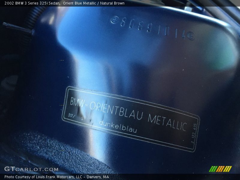 Orient Blue Metallic / Natural Brown 2002 BMW 3 Series 325i Sedan
