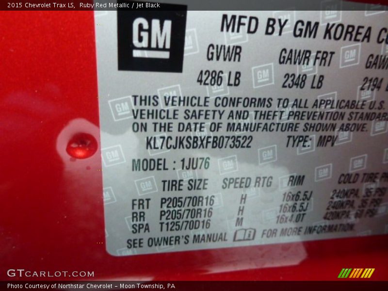Ruby Red Metallic / Jet Black 2015 Chevrolet Trax LS