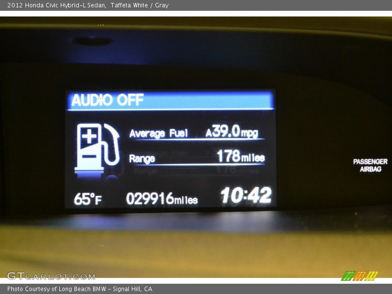 Taffeta White / Gray 2012 Honda Civic Hybrid-L Sedan