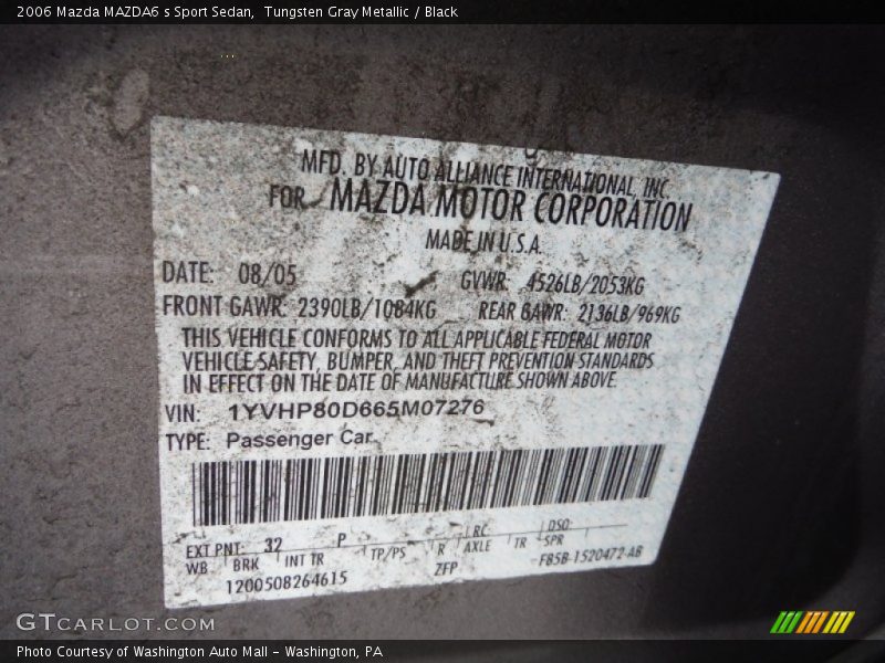 Tungsten Gray Metallic / Black 2006 Mazda MAZDA6 s Sport Sedan