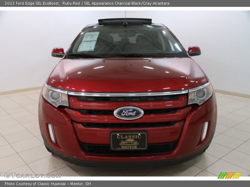 Ruby Red / SEL Appearance Charcoal Black/Gray Alcantara 2013 Ford Edge SEL EcoBoost