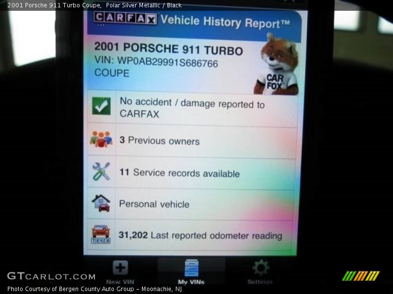 Polar Silver Metallic / Black 2001 Porsche 911 Turbo Coupe