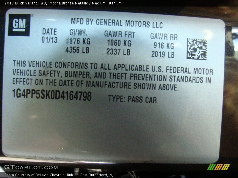 Mocha Bronze Metallic / Medium Titanium 2013 Buick Verano FWD