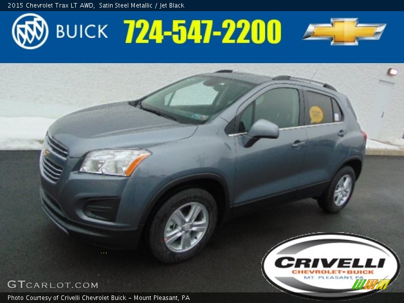 Satin Steel Metallic / Jet Black 2015 Chevrolet Trax LT AWD