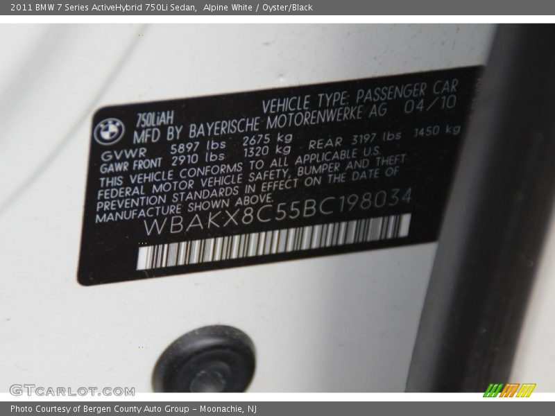 Alpine White / Oyster/Black 2011 BMW 7 Series ActiveHybrid 750Li Sedan