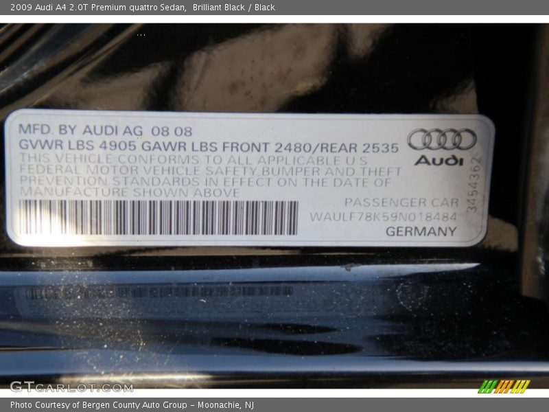 Brilliant Black / Black 2009 Audi A4 2.0T Premium quattro Sedan