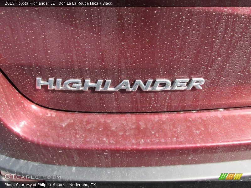 Ooh La La Rouge Mica / Black 2015 Toyota Highlander LE