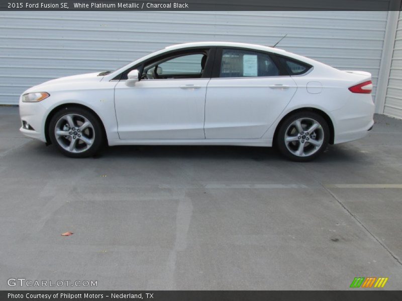 White Platinum Metallic / Charcoal Black 2015 Ford Fusion SE