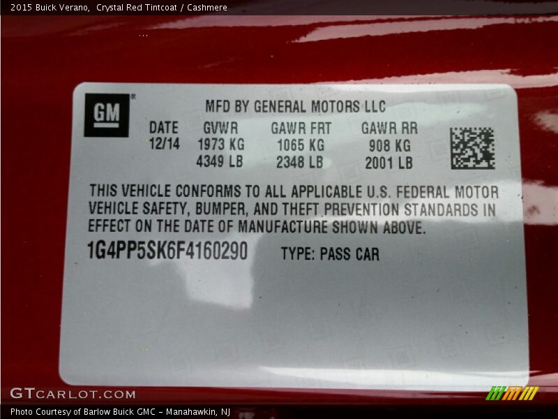 Crystal Red Tintcoat / Cashmere 2015 Buick Verano