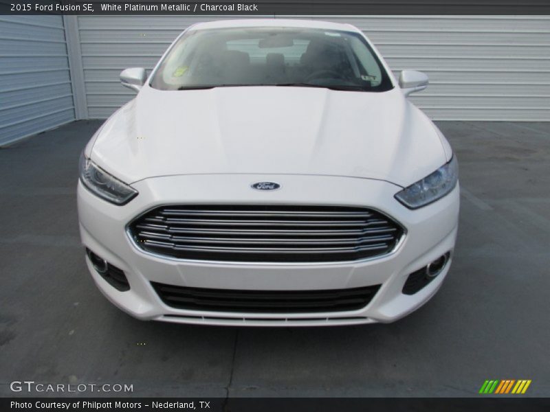 White Platinum Metallic / Charcoal Black 2015 Ford Fusion SE
