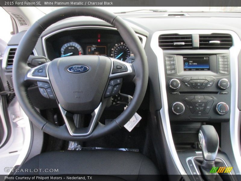 White Platinum Metallic / Charcoal Black 2015 Ford Fusion SE