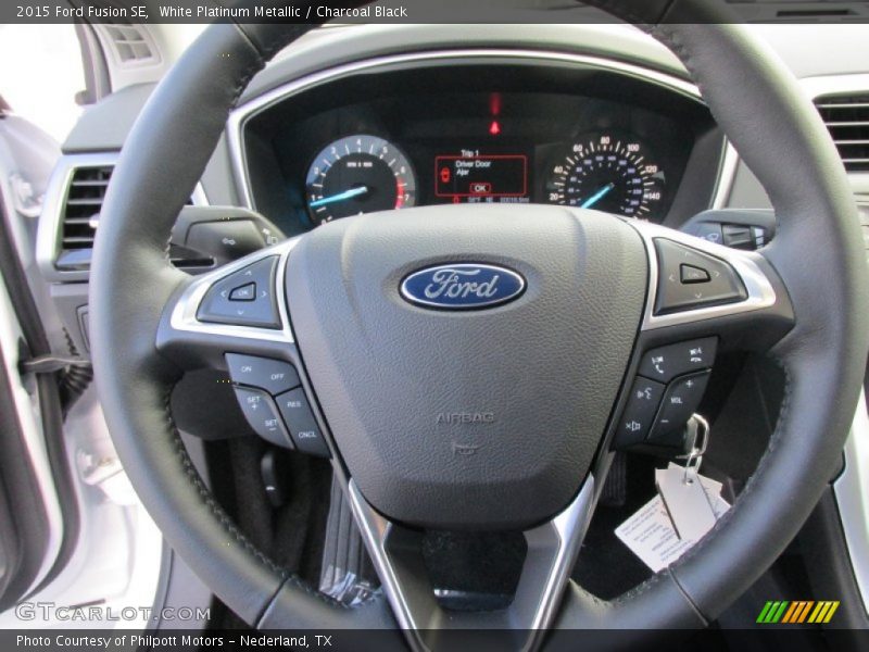 White Platinum Metallic / Charcoal Black 2015 Ford Fusion SE