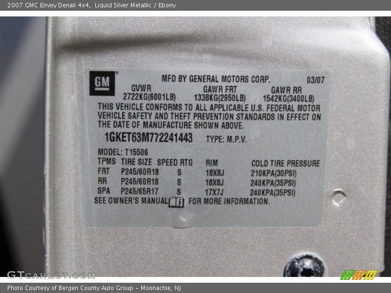 Liquid Silver Metallic / Ebony 2007 GMC Envoy Denali 4x4