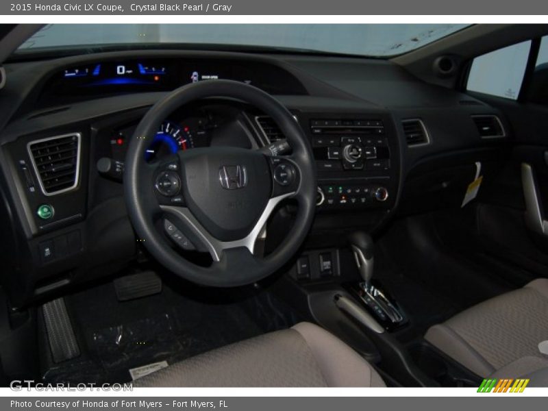 Crystal Black Pearl / Gray 2015 Honda Civic LX Coupe