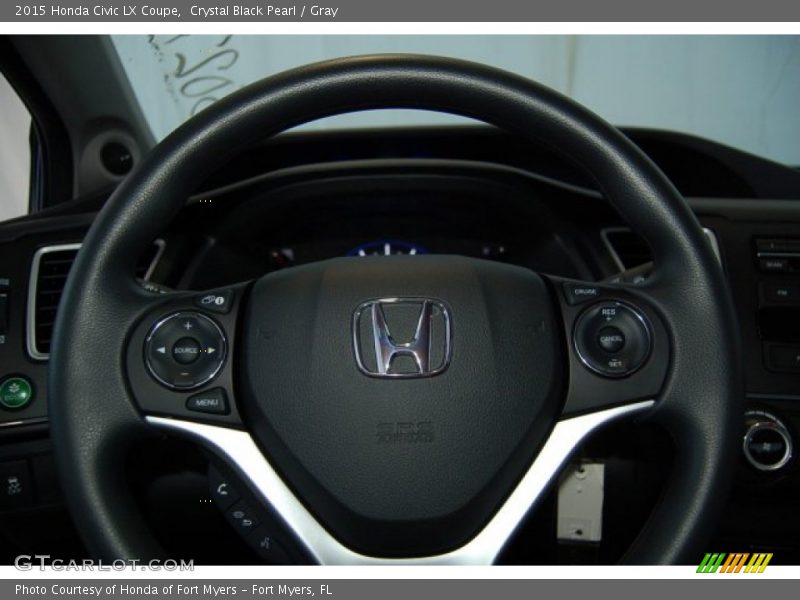 Crystal Black Pearl / Gray 2015 Honda Civic LX Coupe