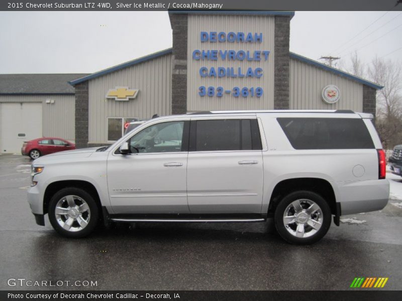 Silver Ice Metallic / Cocoa/Mahogany 2015 Chevrolet Suburban LTZ 4WD