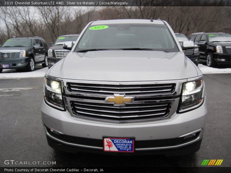 Silver Ice Metallic / Cocoa/Mahogany 2015 Chevrolet Suburban LTZ 4WD