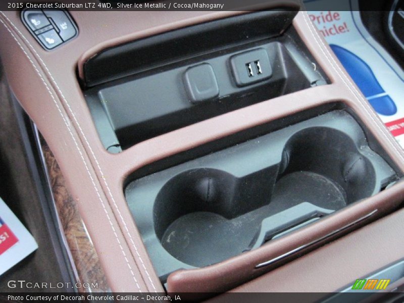 Silver Ice Metallic / Cocoa/Mahogany 2015 Chevrolet Suburban LTZ 4WD