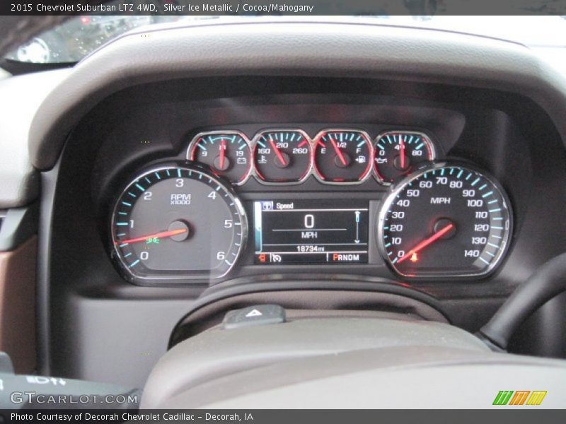Silver Ice Metallic / Cocoa/Mahogany 2015 Chevrolet Suburban LTZ 4WD