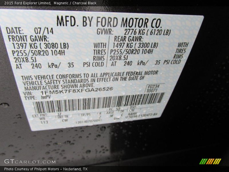 Magnetic / Charcoal Black 2015 Ford Explorer Limited