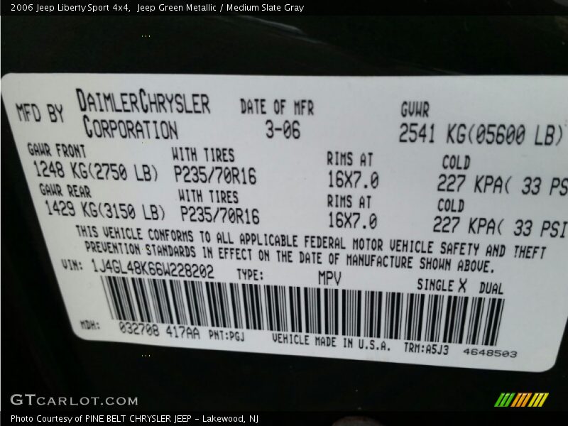 Jeep Green Metallic / Medium Slate Gray 2006 Jeep Liberty Sport 4x4