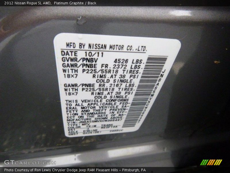 Platinum Graphite / Black 2012 Nissan Rogue SL AWD