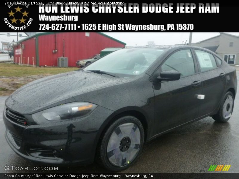 Pitch Black / Black/Ruby Red Accent Stitching 2015 Dodge Dart SXT