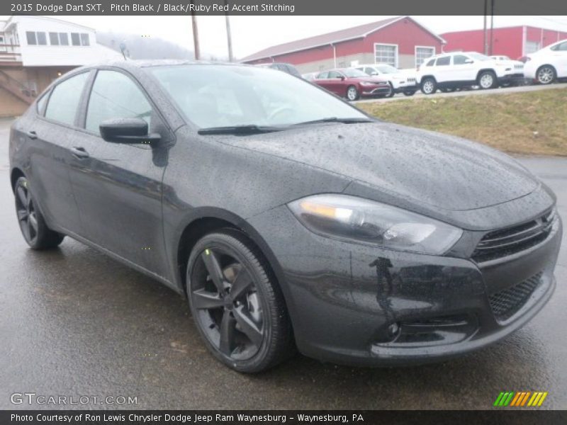 Pitch Black / Black/Ruby Red Accent Stitching 2015 Dodge Dart SXT