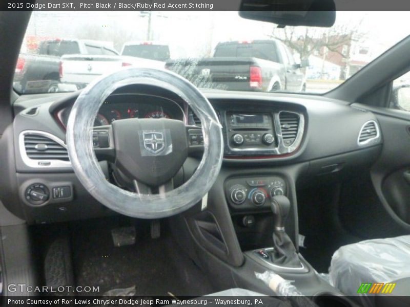 Pitch Black / Black/Ruby Red Accent Stitching 2015 Dodge Dart SXT