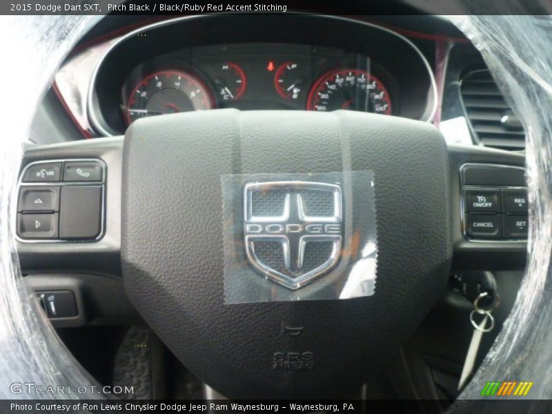 Pitch Black / Black/Ruby Red Accent Stitching 2015 Dodge Dart SXT