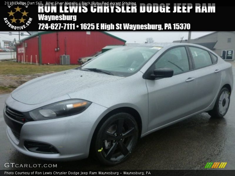 Billet Silver Metallic / Black/Ruby Red Accent Stitching 2015 Dodge Dart SXT