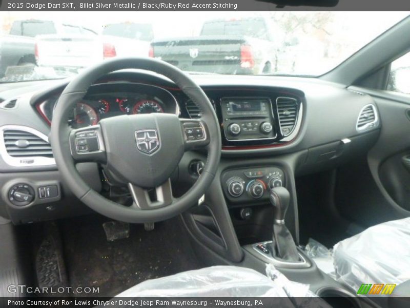 Billet Silver Metallic / Black/Ruby Red Accent Stitching 2015 Dodge Dart SXT