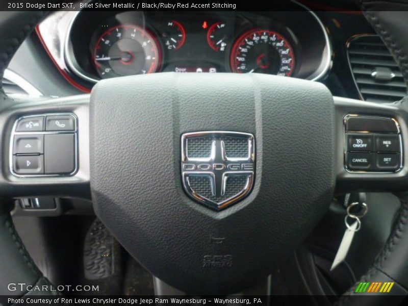 Billet Silver Metallic / Black/Ruby Red Accent Stitching 2015 Dodge Dart SXT