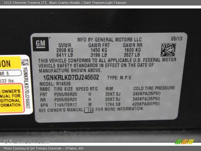 Black Granite Metallic / Dark Titanium/Light Titanium 2013 Chevrolet Traverse LTZ