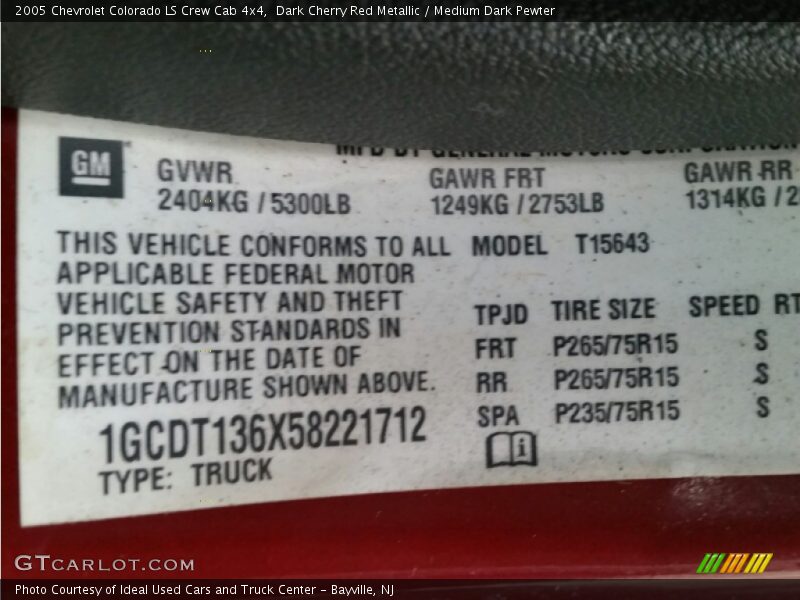 Dark Cherry Red Metallic / Medium Dark Pewter 2005 Chevrolet Colorado LS Crew Cab 4x4