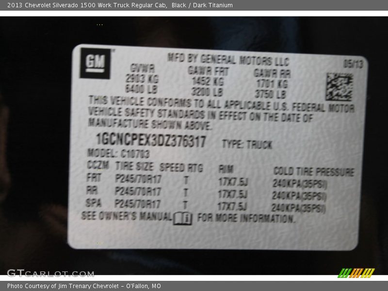 Black / Dark Titanium 2013 Chevrolet Silverado 1500 Work Truck Regular Cab