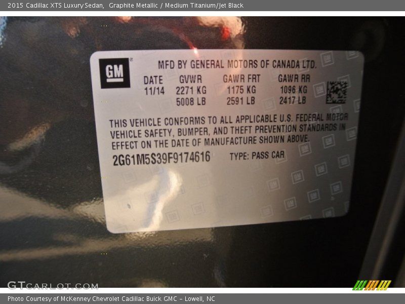 Graphite Metallic / Medium Titanium/Jet Black 2015 Cadillac XTS Luxury Sedan