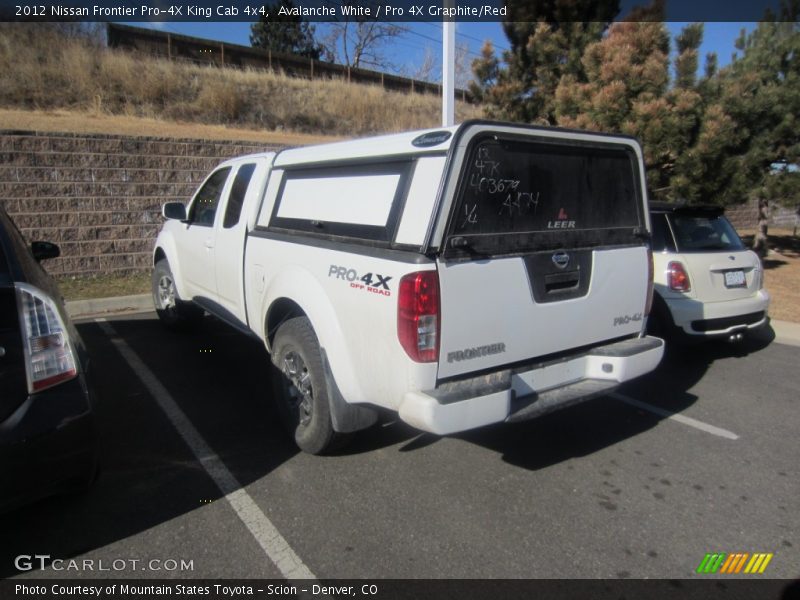 Avalanche White / Pro 4X Graphite/Red 2012 Nissan Frontier Pro-4X King Cab 4x4