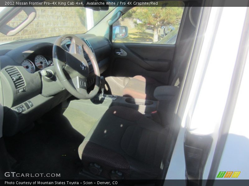 Avalanche White / Pro 4X Graphite/Red 2012 Nissan Frontier Pro-4X King Cab 4x4