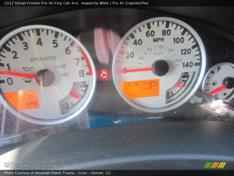Avalanche White / Pro 4X Graphite/Red 2012 Nissan Frontier Pro-4X King Cab 4x4